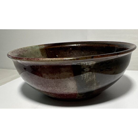 Handcrafted Ceramic Bowl With Multicolor Glaze Finish Signed 5.5" - Picture 2 of 8